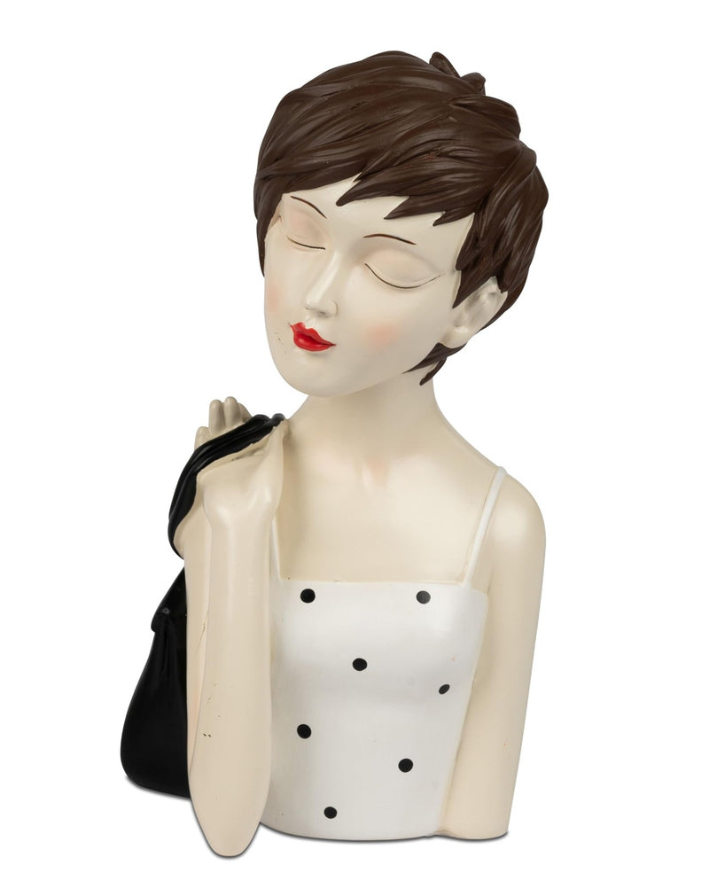 Deko-Büste Dame mit Tasche H: 28cm