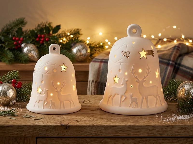 Formano LED Glocke Hirsch Deko Weihnachtsdeko Beleuchtung Porzellan