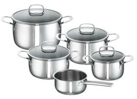 Schulte-Ufer 5-tlg. Meister-Set Domus – Edelstahl 18/10, Induktion, inkl. Glasdeckel